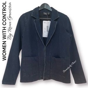 NWT Women with Control by Renee Greenstein Stretch Denim Jacket Blazer XS